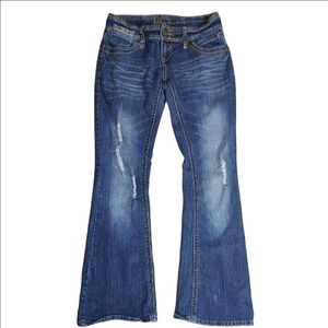 Ariya Blue Flare Jeans Distressed